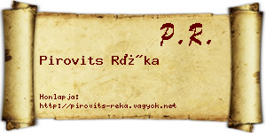 Pirovits Réka névjegykártya